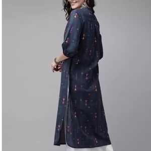 Anouk by Myntra  Women Printed cotton blend kurta Button front Dress tunic sz L